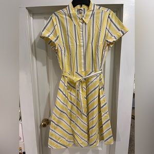 Large - Yellow Striped Midi Dress - A New Day